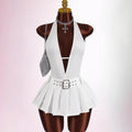 Deep-V Pleated Mini Dress For Women