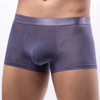 Men's Boxer Briefs See Through Breathable U Convex Ice Silk Jacquard