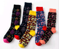 autumn and winter women's socks, tube art fireworks, national wind painting, female socks, cotton personality, colorful socks, female new