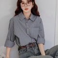 Striped French Long-sleeved Shirt Women's Design Is Niche