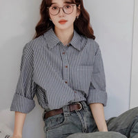 Striped French Long-sleeved Shirt Women's Design Is Niche