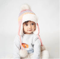 Lovely Baby Knitted Cap With Fluffy Ball Earmuffs