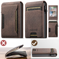 Men's Denim Grain Frosted Leather Card Box Wallet