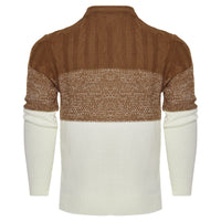 Men's Casual Color Block Long Sleeve Cable Knit Pullover Sweater