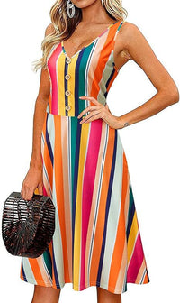 Casual V-Neck Sleeveless Button-Front Floral Dress
