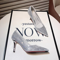 Pointed Stiletto Heel Silver High Heel Banquet Wedding Shoes