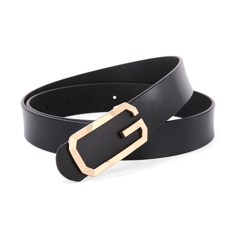 Belt Women's Genuine Leather Simple Smooth Buckle