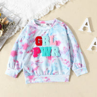 New Girls' Letter Tie-dyed Long-sleeved Trendy Double Color European And American Style