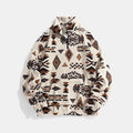 Men's Ethnic-pattern Zip-up Plush Hoodie