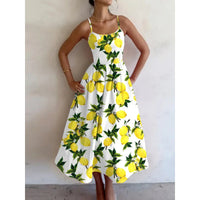 European And American-style Printed Vacation-look Tube Dress