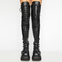 Over The Knee Boots Cross Lace Up Women's Party Boots
