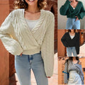 Autumn And Winter Diagonal Cardigan Cross Non-specification V-neck Sweater