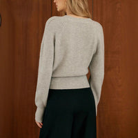 Retro Lazy Style V-neck Short Sweater Women Autumn Winter