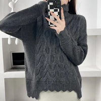 Women's Turtleneck Twisted Sweater Winter Loose And Lazy Style Knitwear Top Inner Bottoming Shirt