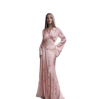 Womens Fashion V-Neck Printed Long-Sleeve Dress