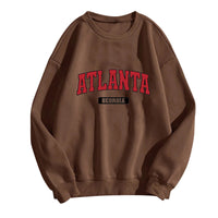 Women's Printed Round Neck Long Sleeve Baseball Uniform Loose Plus Size Fleece Lined Warm Top