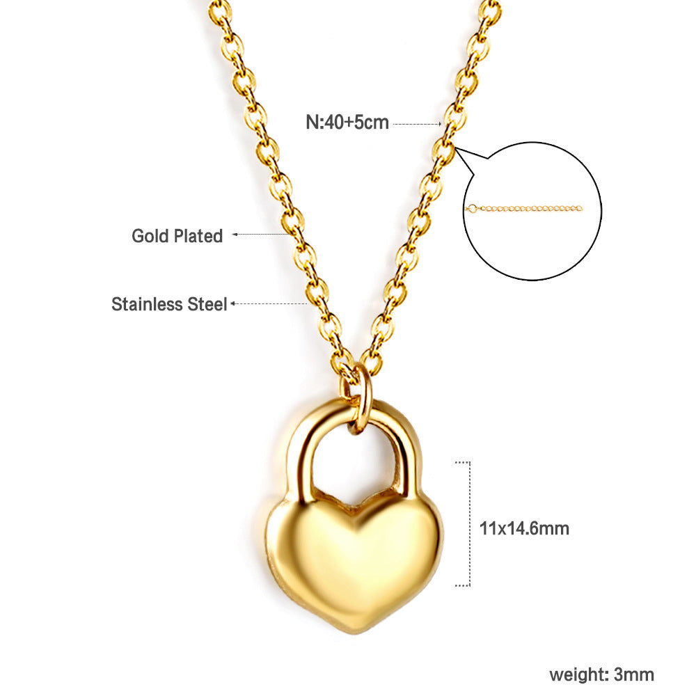 Stainless Steel Necklace Fashionable Golden Love Heart