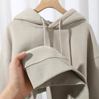 Womens Fleece-Lined Hoodie Heavyweight Solid-Color Drop-Shoulder Design With Extra Padding For Maximum Warmth