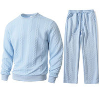 Solid-color Sporty And Casual Jacquard Men's Hoodie And Pants Set