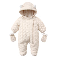 Cute Ears Hooded Baby Love Velvet Rompers Jumpsuit
