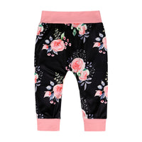 Letter Printing Romper Flower Trousers Hat Three-piece Set