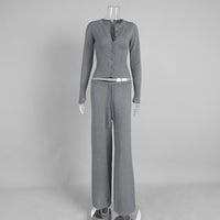 Fashionable Slim-Fit Long-Sleeve Low-Waist Pants Sweater Set