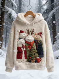 Womens Printed Hoodie Solid-Color Hooded Sweatshirt Top