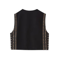 Autumn New Classic Style Beaded Embroidery Short Cotton-padded Jacket Vest