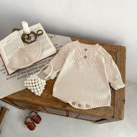Baby Round Neck Pullover Romper Simple Knitting