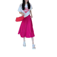 Classic Simple Multicolor Pleated Skirt High Waist Slimming