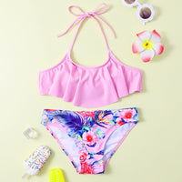 Swimwear Leaf Print Split Fashion Children
