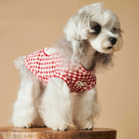 Puppy Maltese Schnauzer Teddy Sleeveless Red Plaid Vest
