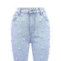 All-match Stretch Micro-nail Pearl Jeans