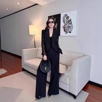Spring Solid Color Lace Patchwork Suit Set