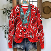 European And American Printing Long Sleeve Casual Top Autumn Winter Sweater