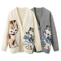 Cartoon Cat Jacquard Pattern Knitted Long Sleeve
