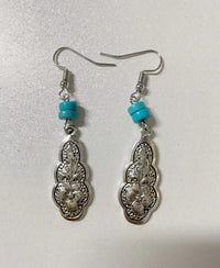 Retro Exquisite Carved Embedded Turquoise Earrings
