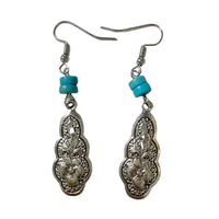 Retro Exquisite Carved Embedded Turquoise Earrings
