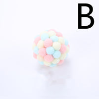 Cat Toy Colorful Plush Ball, Sounding Multi-color Rainbow Ball