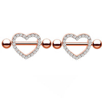 Stainless Steel Heart Punk Style Breast Ring Double Layer