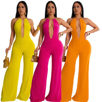 New Fashion Jumpsuit Women's Solid Color Sexy Casual