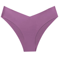 Ice Silk Seamless Women's Fashion V-cut Briefs Solid Color Breathable Fabric