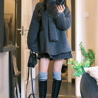 High-grade Scarf Double-faced Woolen Goods Short Coat