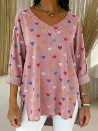 Retro Botanical Print Relaxed-fit Long-sleeve Casual Top