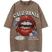 Men's Y2K Lip Graphic Print Tees Vintage Hip