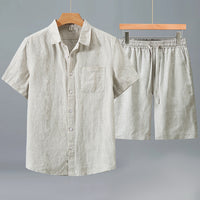 Linen Shirt Men's Short-sleeve Suit