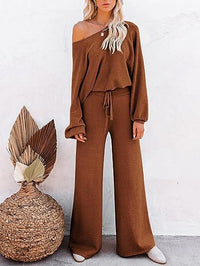 Casual Solid Color Long-sleeved Trousers Two-piece Set