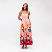 Elegant Resort-Style Linen Lace-Up Dress
