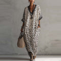 Womens Fashion Printed Three-Quarter-Sleeve Dress
