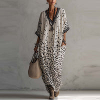 Womens Fashion Printed Three-Quarter-Sleeve Dress